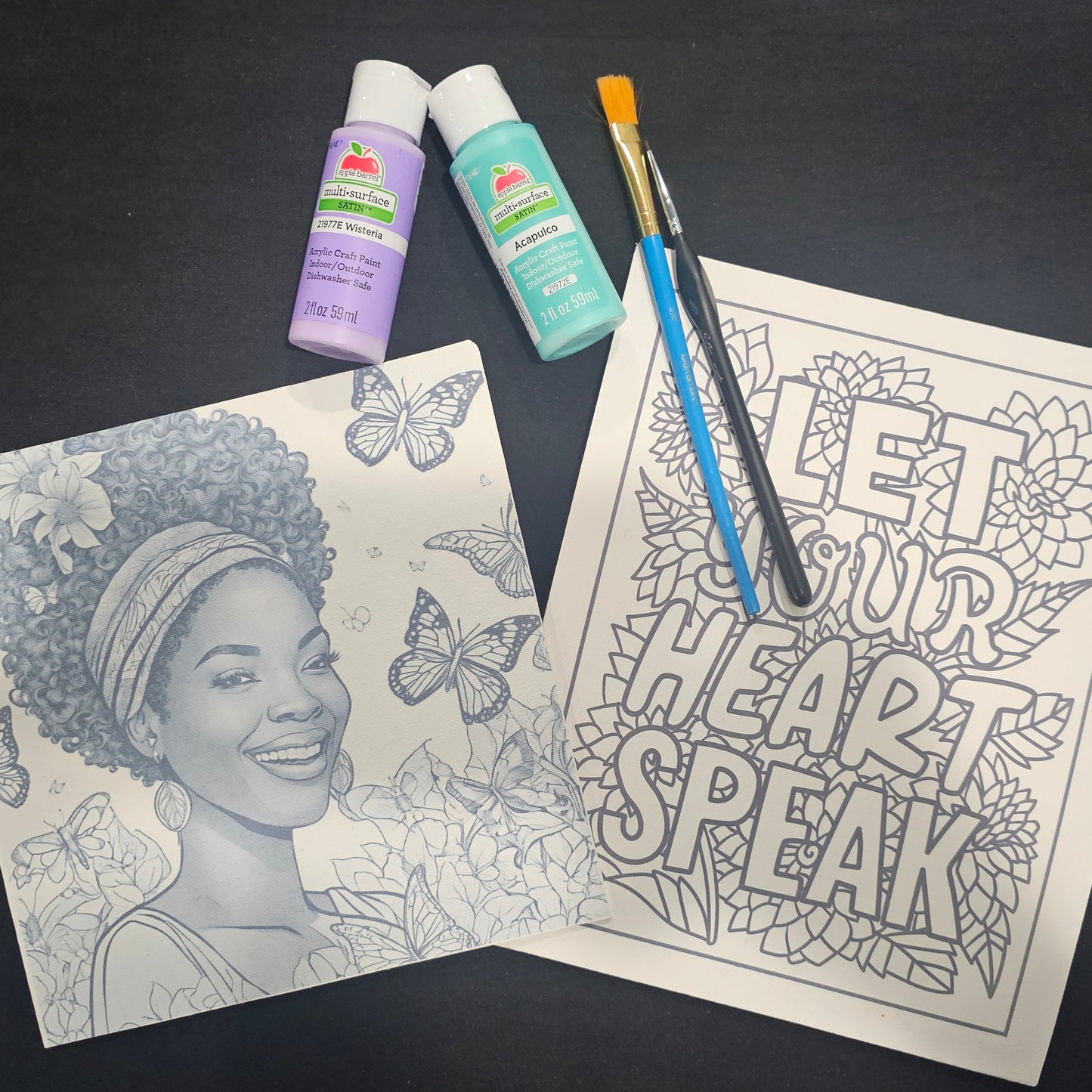 Custom pre-sketched canvas- set of 4