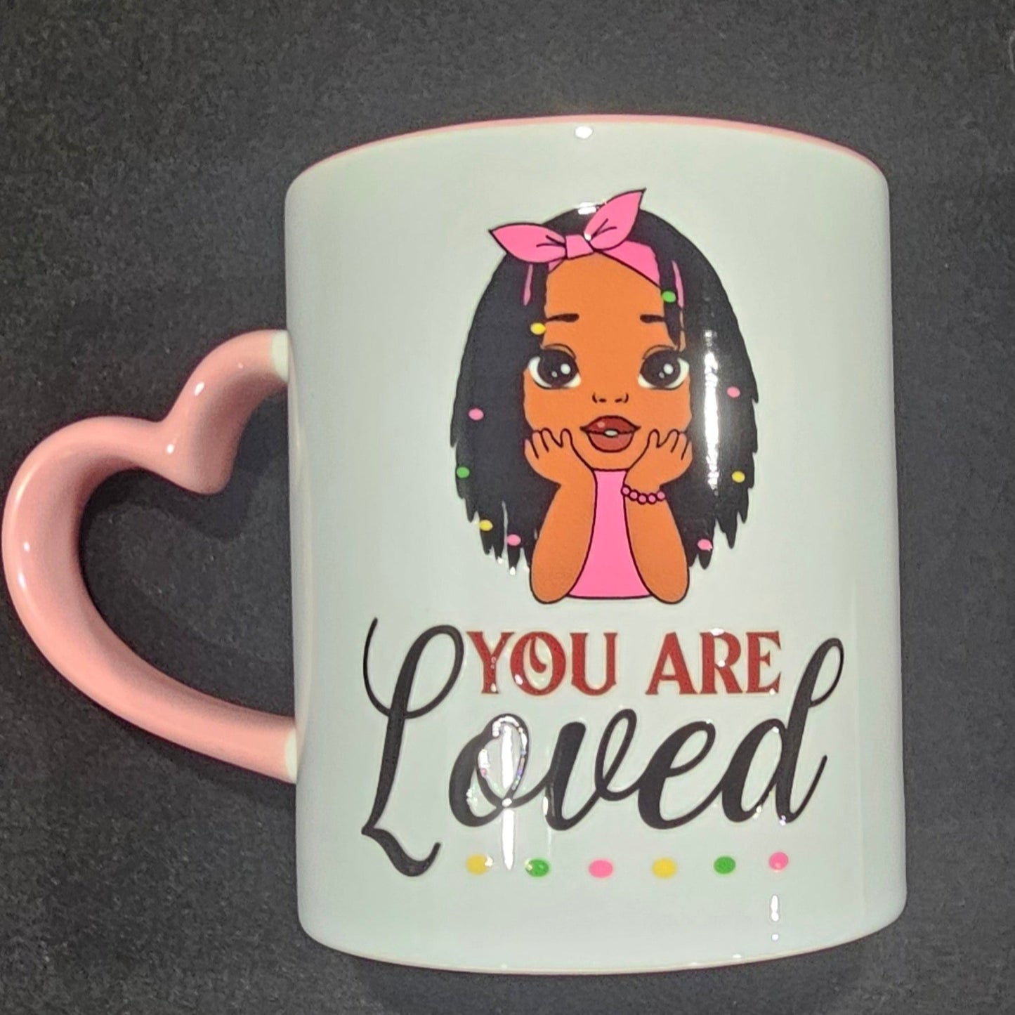 "You are Loved" heart handle mug