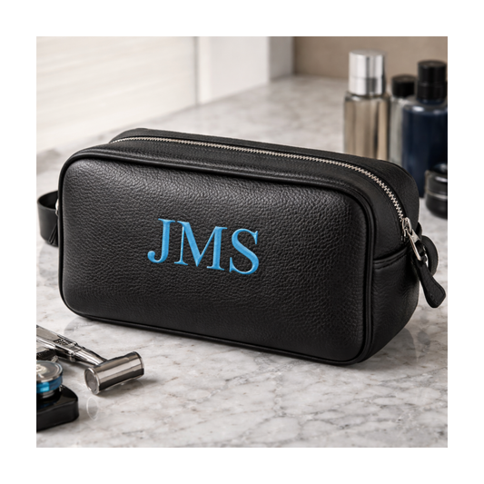 Embroidered Leather Toiletry Bag