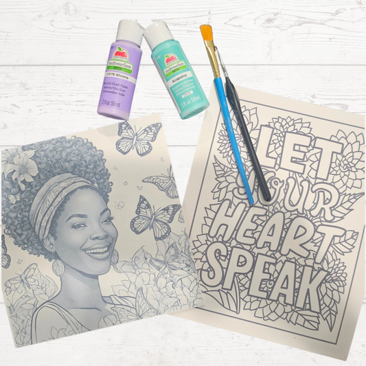 Custom pre-sketched canvas- set of 4