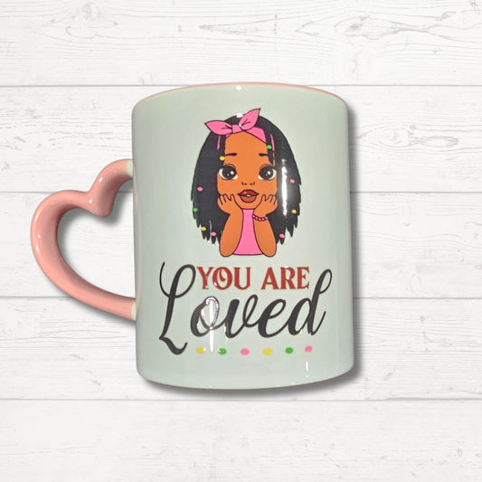 "You are Loved" heart handle mug